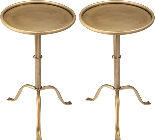 Miniatura 9 de RattanView 1 mesa de Martini de metal, pequeña, redonda, color negro, 12.5 x 12.5 x 27.75 pulgadas, mesas auxiliares de hierro con pedestal