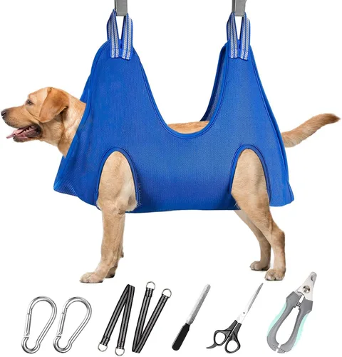 Miniatura 10 de ATESON Hamaca de aseo para perros – Arnés para mascotas para aseo, cabestrillo para perro para cortar uñas, soporte colgante para perros para cortar