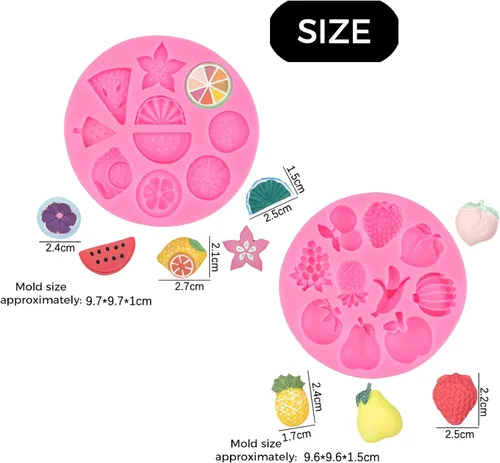 Miniatura 7 de Juego de 2 moldes de silicona para frutas, molde pequeño para decoración de pasteles, chocolate, dulces, resina, arcilla, mini molde de sandía
