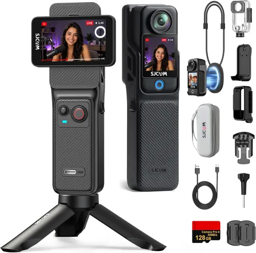 Miniatura 13 de SJCAM C400 4K Travel Vlogging Cámara,Cámara corporal de grabación 7H para creadores y bloggers de YouTube, estabilizador de 6 ejes y pantalla táctil