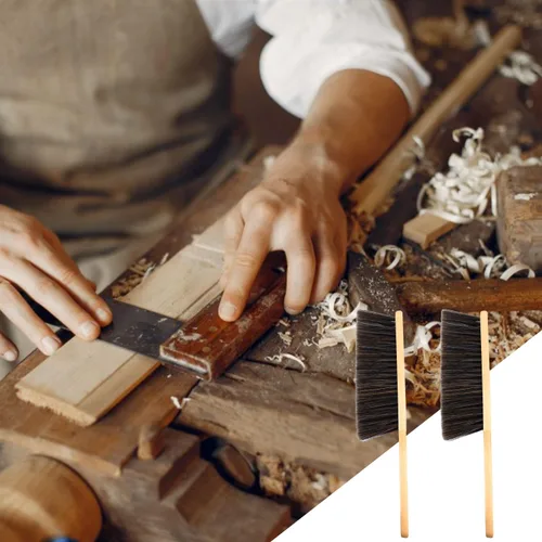 Miniatura 6 de 2 cepillos de polvo para escoba de mano, cepillos de banco de madera con cerdas suaves, cepillo para mostrador con mango de madera largo, cepillo