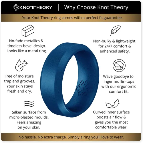 Miniatura 3 de Knot Theory - Anillo de boda de silicón para hombres y mujeres Anillos de goma finos de calidad superior con gran estilo, comodidad; son ideales