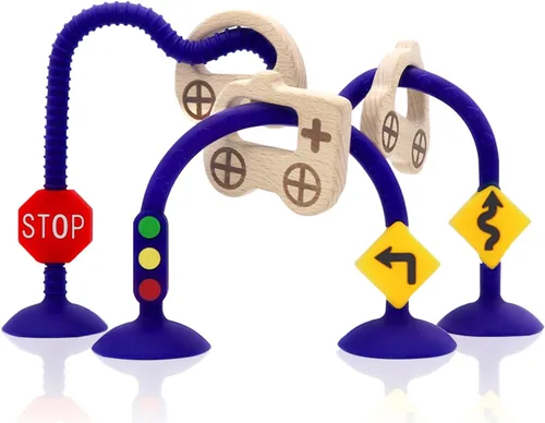 Miniatura 9 de Juguetes educativos Montessori para bebés y niños pequeños, juguetes de silla alta con ventosas para niños pequeños de 0 a 6 M+, juguete de Azul