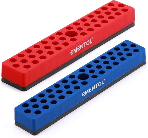 Miniatura 13 de EMENTOL Soporte Magnético para Brocas de 1/4" - Azul, 43 Agujeros, Organizador de Brocas con Imán Fuerte, Organizador de Brocas Magnéticas