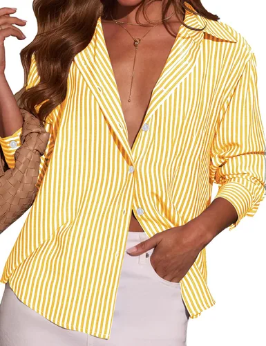 Miniatura 8 de LOMON Camisa de Botones para Mujer Tops de Primavera Verano Manga Larga Negocios Elegante Casual Blusas con Cuello Conjuntos de Trabajo Ropa