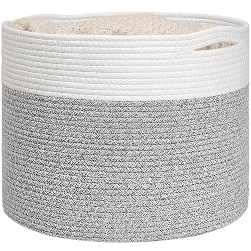 Miniatura 20 de Goodpick Cesta de manta de 65 litros, 19.7 x 12.6 pulgadas, cesta de cuerda de algodón, para sala de estar, organizadores de juguetes