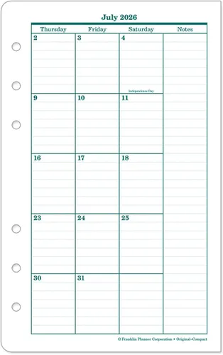 Miniatura 4 de FranklinCovey - Pestañas originales de calendario mensual de dos páginas (compacto, julio de 2026 - junio de 2027)