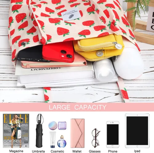 Miniatura 110 de Ayieyill - Bolsa de pana para mujer y niña, con correa de lona para colgar al hombro, bolsa con bolsillo