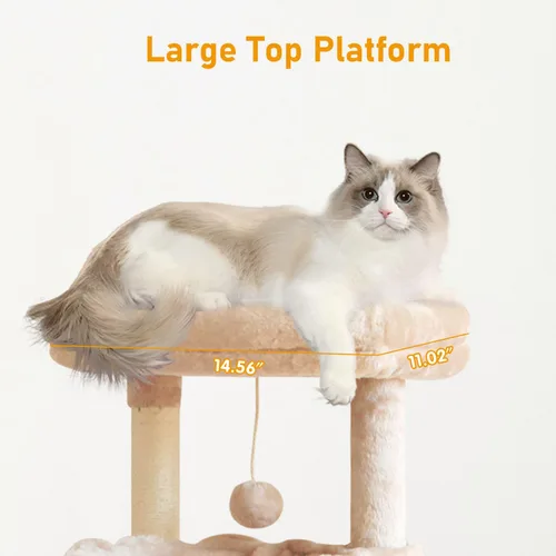 Miniatura 3 de KIYUMI - Árbol para gatos, torre para gatos, condominio con poste de rascado de sisal para gatos de interior, árbol para gatos con hamaca y juguetes