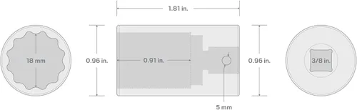 Miniatura 101 de TEKTON Encastre de 3/8 pulgadas x 0.669 in Zócalo de impacto de 12 puntos poco profundo SID12317