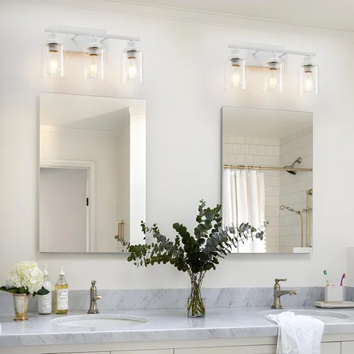 Miniatura 6 de Luminaria de 3 Luces Blancas para Baño, Luz de Tocador Sobre Espejo, Apliques de Iluminación de Pared Modernos, Lámpara de Pared Industrial Rústica