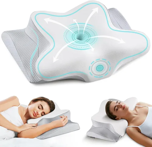Miniatura 8 de Almohada cervical para dormir - Almohada ergonómica para dormir de lado para alivio del dolor, almohada cervical contorneada para soporte del Blanco