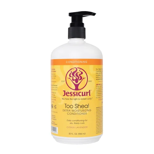 Jessicurl, Too Shea! Acondicionador extra hidratante para cabello rizado, lavanda cítrica, 32 onzas líquidas, acondicionador sin enjuague para