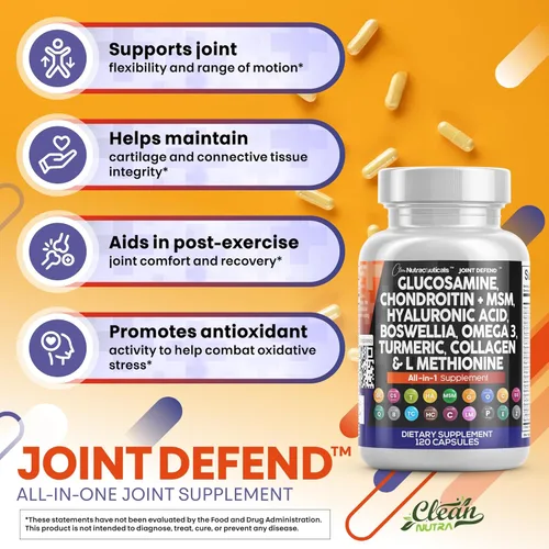 Miniatura 5 de Clean Nutraceuticals Glucosamina condroitina MSM 1500 mg con curcumina de cúrcuma, colágeno, ácido hialurónico, Omega 3 – Suplemento de salud