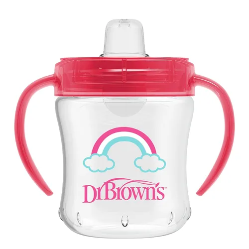 Miniatura 13 de Dr. Brown's Milestones - Vaso entrenador con boquilla suave y asas, color azul estrella, sin BPA, 6 oz/180 mL, a partir de 6 meses
