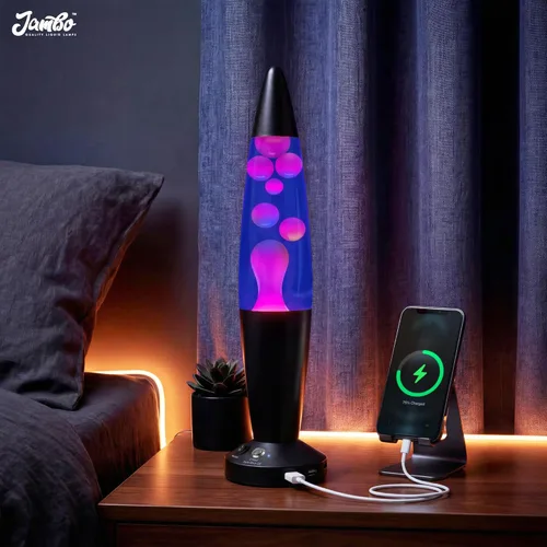 Miniatura 2 de JAMBO Lámpara hermosa de 16 pulgadas con cera, luz nocturna relajante para decoración del hogar, extra alta, lámpara para sala de estar, oficina