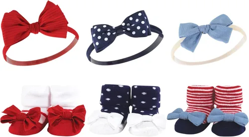 Miniatura 86 de Hudson Baby Conjunto de regalo de diadema y calcetines para niña Flor azul marino rosa