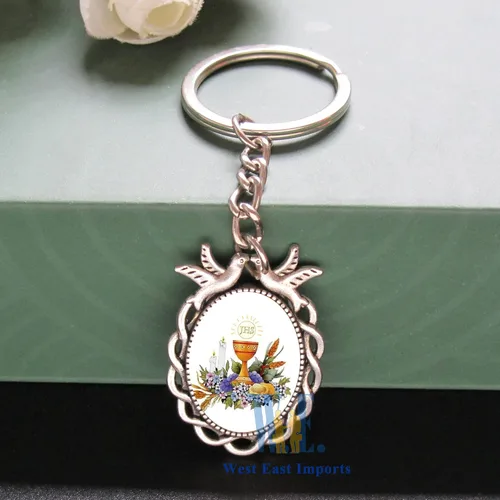 Miniatura 6 de Llavero Primera Comunión (12 PCS) Útil Comunión Recuerdos de Primera Comunión, plateado