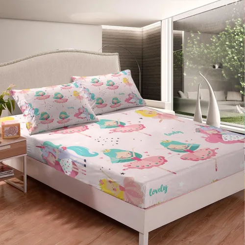 Miniatura 2 de Juego de ropa de cama Kawaii tamaño individual, sábana bajera ajustable de dibujos animados para niños y niñas, juego de ropa de cama de ballet