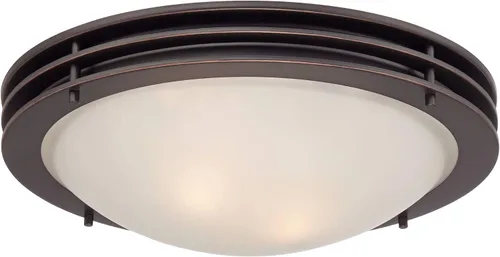 Miniatura 2 de Possini Euro Design Lámpara de techo moderna de montaje empotrado de 16 pulgadas de ancho, pantalla de cuenco de vidrio blanco con 2 luces de bronce