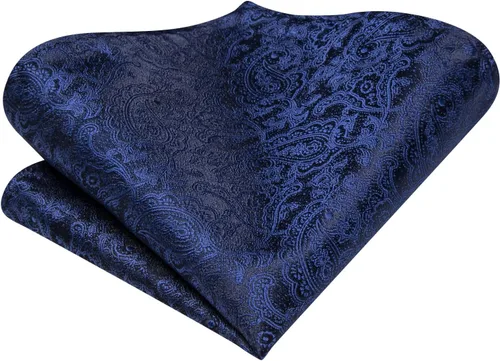 Miniatura 47 de Hi-Tie Corbatas de seda para hombre, diseño de cachemira a rayas, con bolsillo, gemelos cuadrados, conjunto formal de negocios