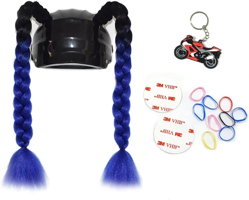 Miniatura 3 de 2 piezas de casco de coleta para motocicleta, cola de caballo, casco de bicicleta, trenzas de pelo para cualquier casco, decoración, copa