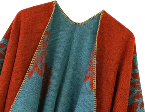Miniatura 215 de Urban CoCo Poncho de colores para mujer, chal con frente abierto, color en bloques