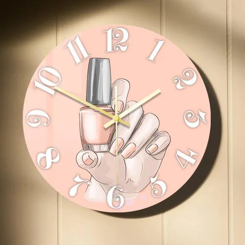 Miniatura 28 de Reloj de pared de salón de uñas de 12 pulgadas, nombre personalizado, regalo de técnico de uñas, reloj de pared silencioso sin tictac, funciona