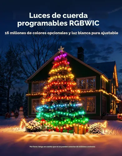 Miniatura 2 de Luces Navideñas Govee Christmas Lights 2, Luces de Cadena Navideñas RGBWIC de 99 Pies con 300 LEDs con Función de Mapeo de Formas, Decoración LED
