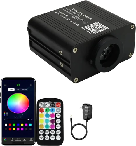 Miniatura 9 de AZIMOM Fuente de Luz de Fibra Óptica Centelleante de Alta Luminosidad 50W Motor Driver de Caja de Luz RGBW Control Remoto Bluetooth/RF Modo Sensor