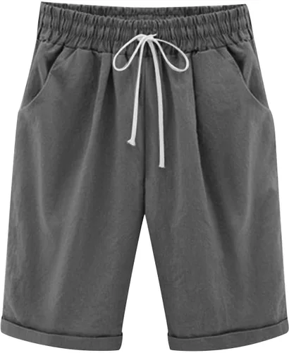 Miniatura 19 de Pantalones cortos sólidos con control de barriga, casuales, con cordón, cómodos, para mujer, pantalones cortos ligeros de verano para correr 2023