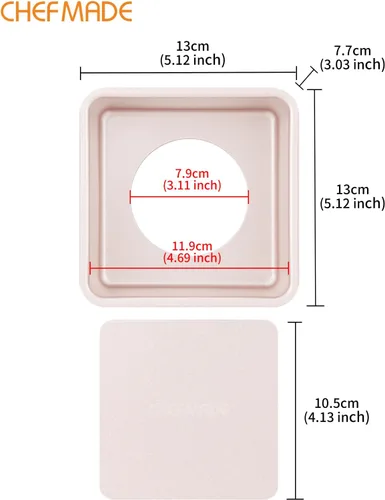 Miniatura 2 de CHEFMADE Molde cuadrado para tartas, plato de 5 pulgadas de profundidad con parte inferior suelta extraíble antiadherente cuadrado para hornear