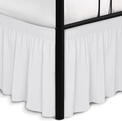 Miniatura 12 de Biscaynebay Faldas de cama envolventes con esquinas divididas para camas Twin/Twin XL de 15 pulgadas de caída, volantes de polvo elásticos Negro
