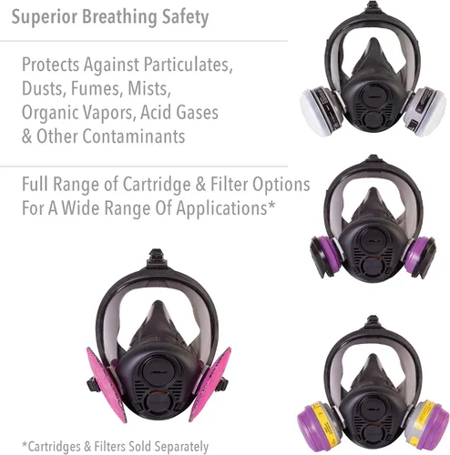 Miniatura 2 de Honeywell North RU6500 Series Niosh - Respirador de silicona con pieza frontal completa, mediano (RU65001M)
