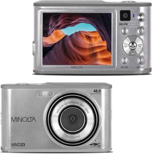 Miniatura 9 de Minolta Cámara digital de 48 megapíxeles con lente selfie trasera – Vídeo 4K Ultra HD, pantalla LCD de 2.8", zoom digital 16X
