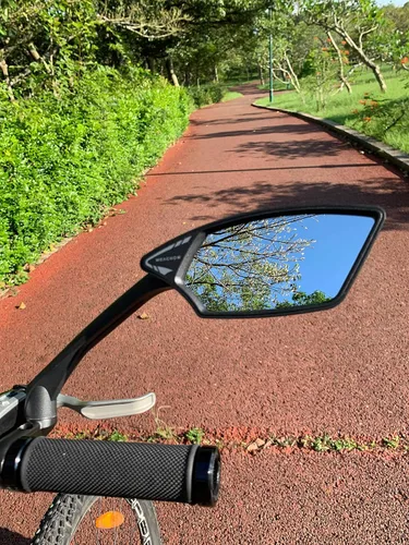 Miniatura 3 de Nueva lente de vidrio resistente a los arañazos, espejo de bicicleta para manillar, espejo retrovisor seguro giratorio, espejo de bicicleta