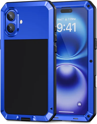 Miniatura 23 de Lanhiem Funda para iPhone 7 Plus/8 Plus, resistente a los golpes, [Tough Armour], funda de metal con protector de pantalla integrado, funda Negro