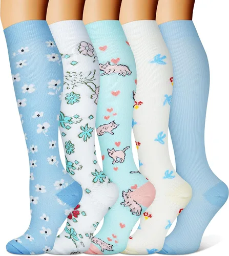 Miniatura 12 de FEYHAY Calcetines de compresión de cobre (5 pares) de 15-20 mmHg, la circulación es la mejor atlética y diaria para hombres y mujeres, correr