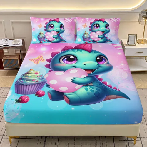 Miniatura 15 de AILONEN Axolotl - Juego de sábanas bajeras para niños, tamaño individual XL, color rosa y azul degradado kawaii, lindas sábanas de fresa salamandra