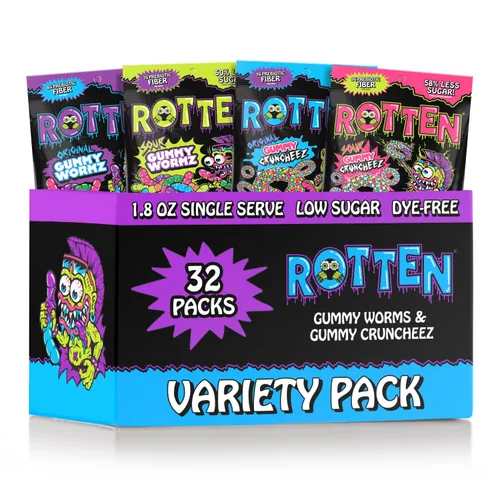 Miniatura 19 de Rotten Original Gummy Cruncheez - Bajo en azúcar, bajas calorías, 5g de fibra prebiótica amigable para el intestino, dulce sin gluten, sin