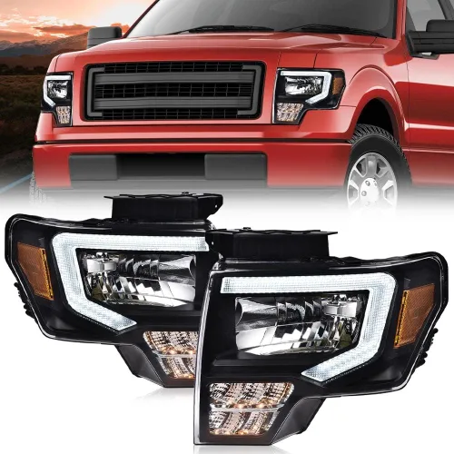 Miniatura 9 de PIT66 Conjunto de faros delanteros LED compatible con Ford F150 2009 2010 2011 2012 2013 2014, lente transparente para conductor y pasajero, carcasa