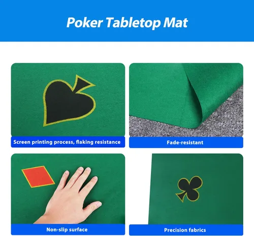 Miniatura 3 de GSE Games & Sports Expert Fieltro de mesa de juego de cartas de póquer de 40" x 40", tapete de diseño de póquer de naipes de casino para mesa