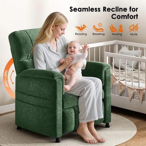 Miniatura 4 de Pipishell Silla reclinable eléctrica para adultos, reclinable eléctrico con control remoto, reclinable/reposapiés ajustable, tela de felpilla, cojín