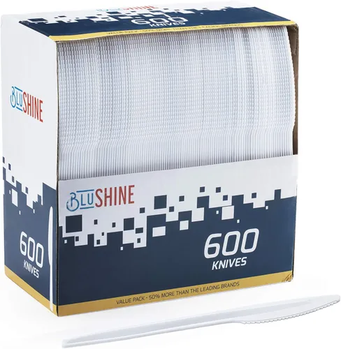 Miniatura 12 de BluShine Paquete de 600 tenedores de plástico blanco, tenedores desechables para catering, oficinas y restaurantes, cubiertos de plástico a granel