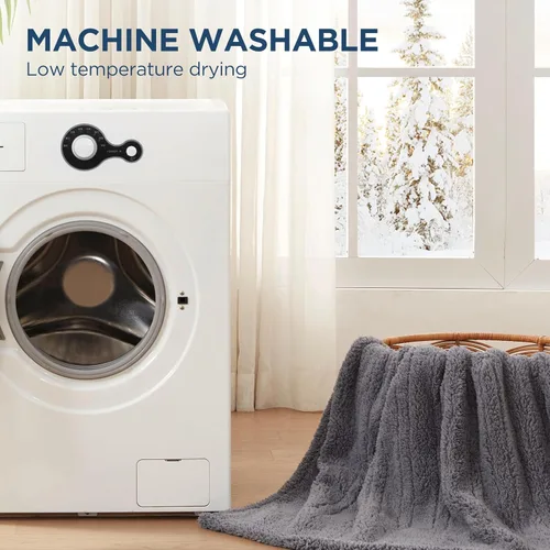 Miniatura 6 de Westinghouse Manta Eléctrica Tamaño Throw, Manta Térmica de Felpa Suave Sherpa con 6 Niveles de Calefacción y 2-10 Horas de Apagado Automático, Gris