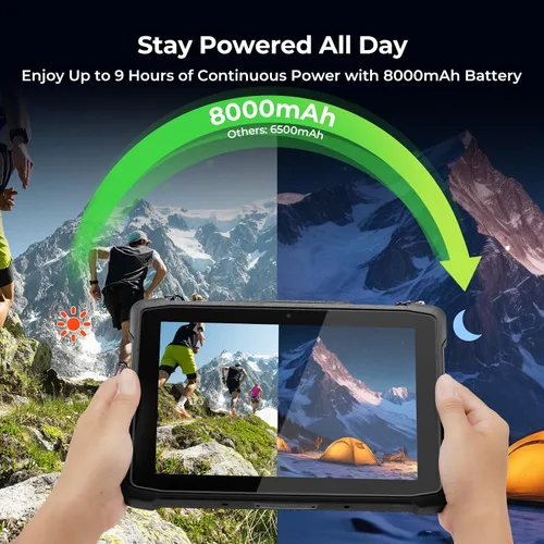 Miniatura 7 de MUNBYN 10.1 "Tablet resistente IRT11, Android 14, 8GB+128GB Tablet Android resistente con GPS, PC de trabajo al aire libre 700nits, IP65 impermeable