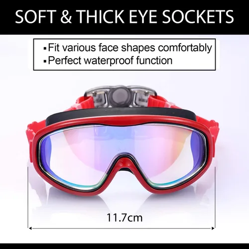 Miniatura 2 de Paquete de 2 gafas de natación para niños, gafas de natación para niños de 3 a 15 años Rojo/Negro y Blanco/Azul