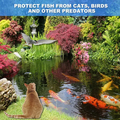 Miniatura 3 de BUZIFU Red de estanque, red de estanque de 10 x 10 pies para estanques Koi, cubierta de malla fina para estanques de jardín, piscina de jardín
