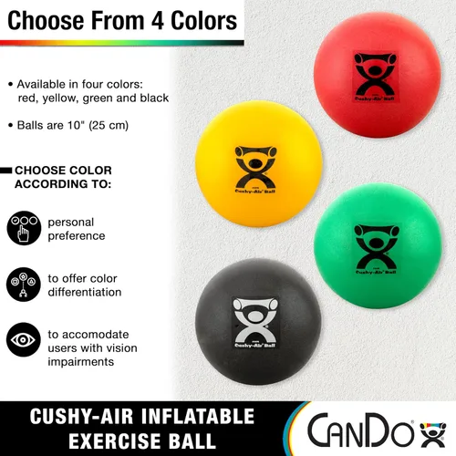 Miniatura 7 de CanDo Bola de mano Cushy-Air para rehabilitación, ejercicios, terapia de manos, terapia ocupacional, fortalecimiento de manos, mejora las Verde (10")