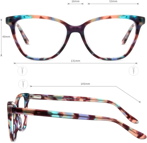 Miniatura 5 de Firmoo - Gafas con bloqueo de luz azul para lectura de computadora, diseño de ojo de gato, marco de acetato para mujeres, bisagra de resorte